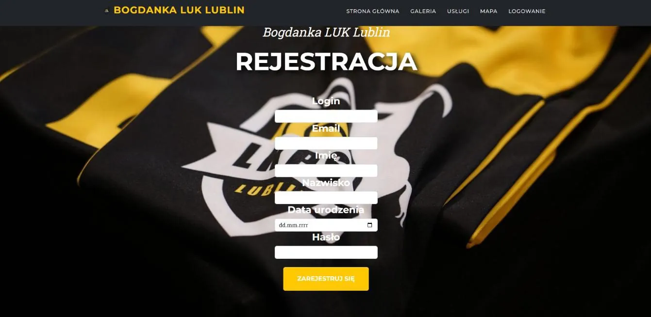 User registration page