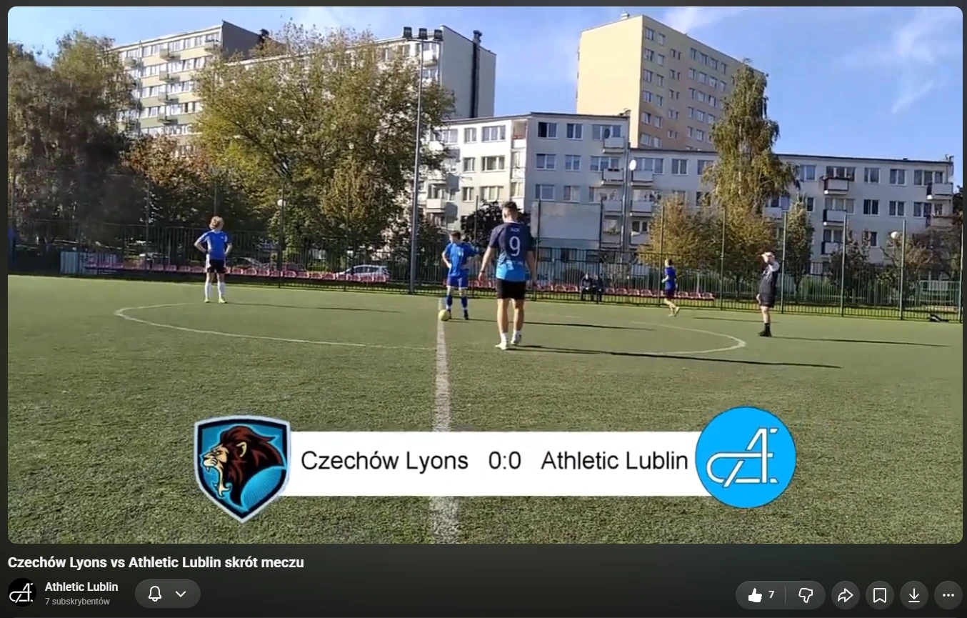 Frame from the Czechów Lyons vs Athletic Lublin highlights on YouTube
